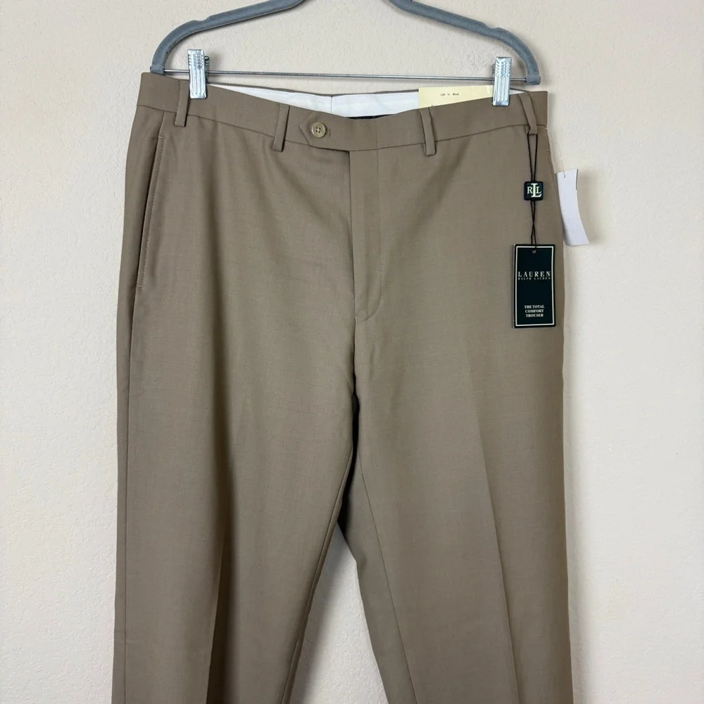 NWT- Ralph Lauren Classic Fit Total Comfort Pleated Dress Pants | 36